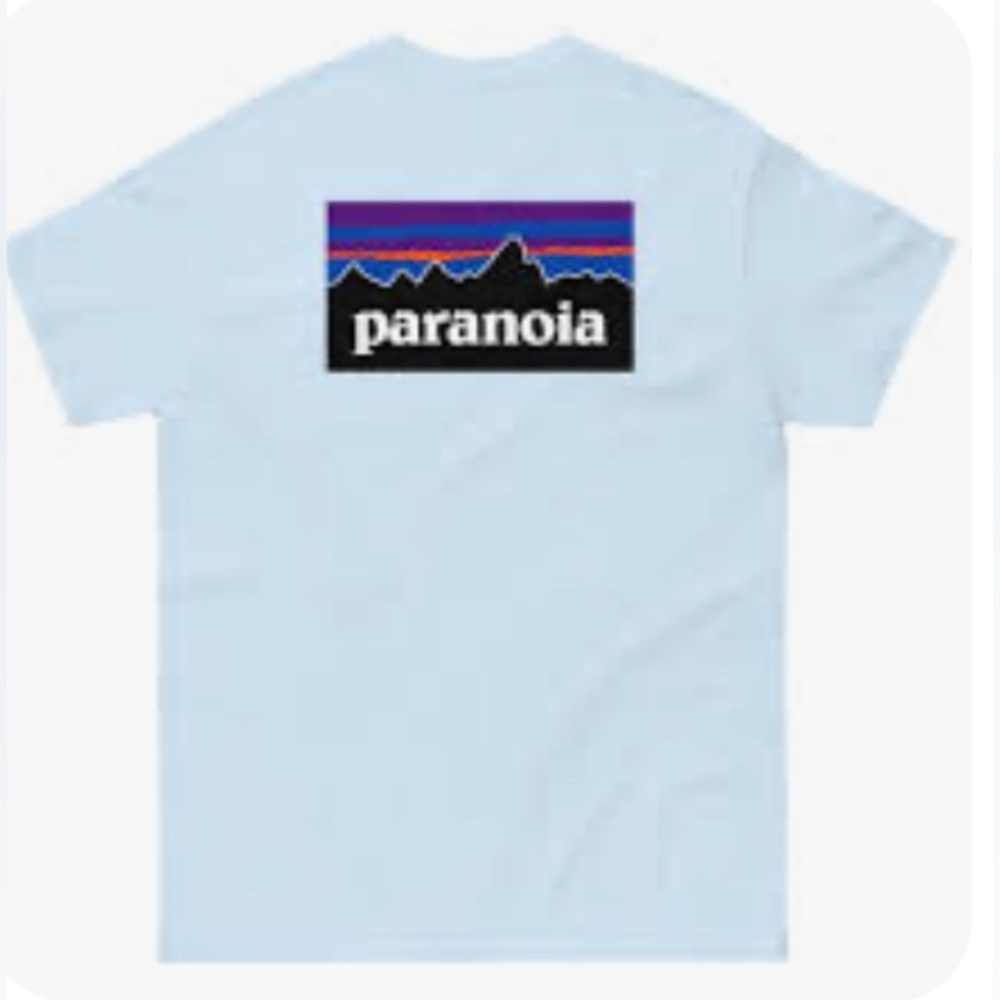 Novelty Paranoia Light Blue Graphic T-Shirt - XL